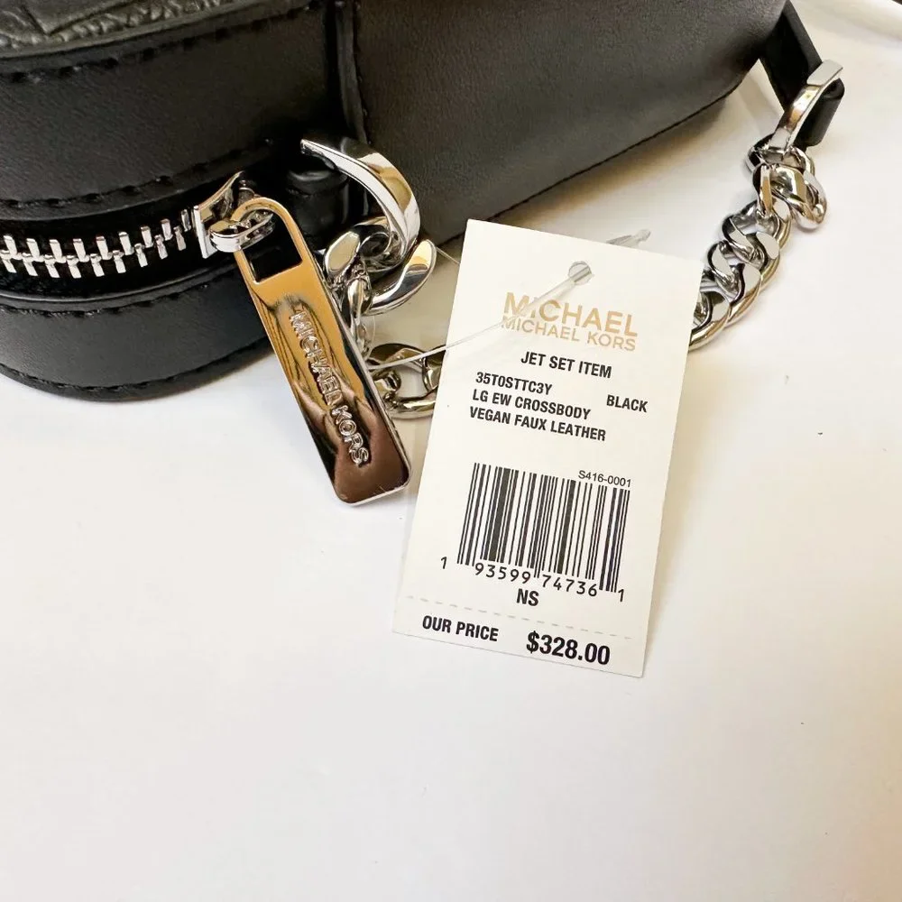 Michael Kors Jet Set Item East West Shoulder Crossbody Bag MK Signature Black - Picture 10 of 10
